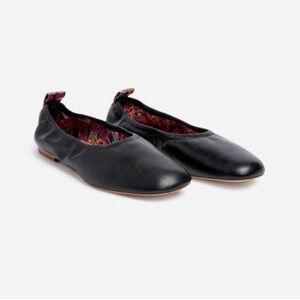 JOHNNY WAS JADE BALLET Black Leather FLAT Loefer
